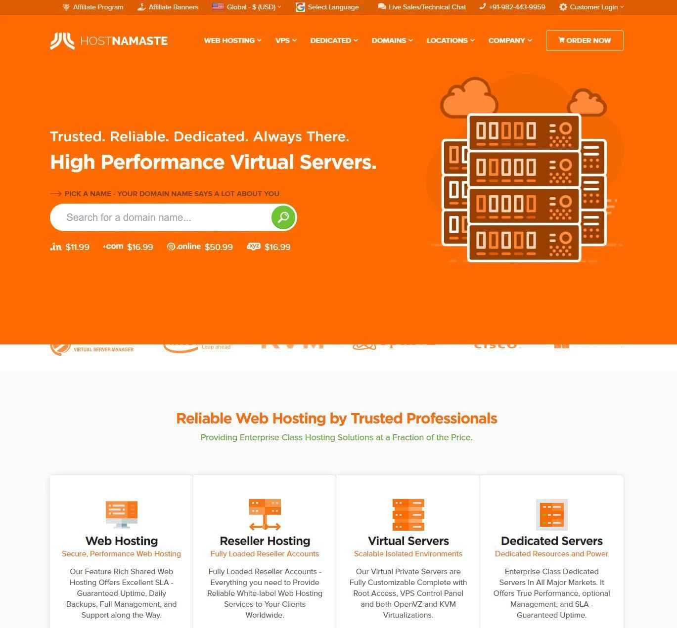 HostNamaste - KVM VPS 每年 15 美元起，混合服务器每月 20 美元起，服务覆盖美国洛杉矶、达拉斯、杰克逊维尔和法国。