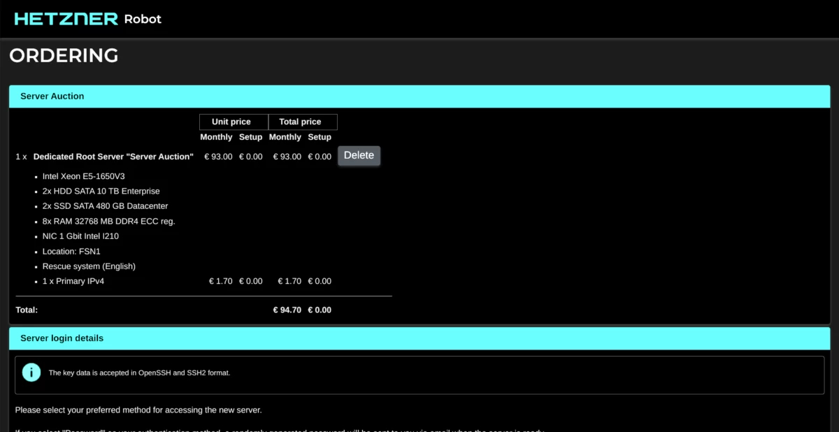 订单按钮的屏幕截图