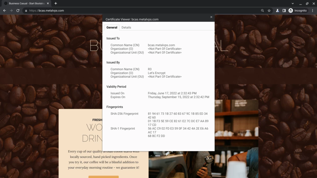 Chrome 显示证书有效