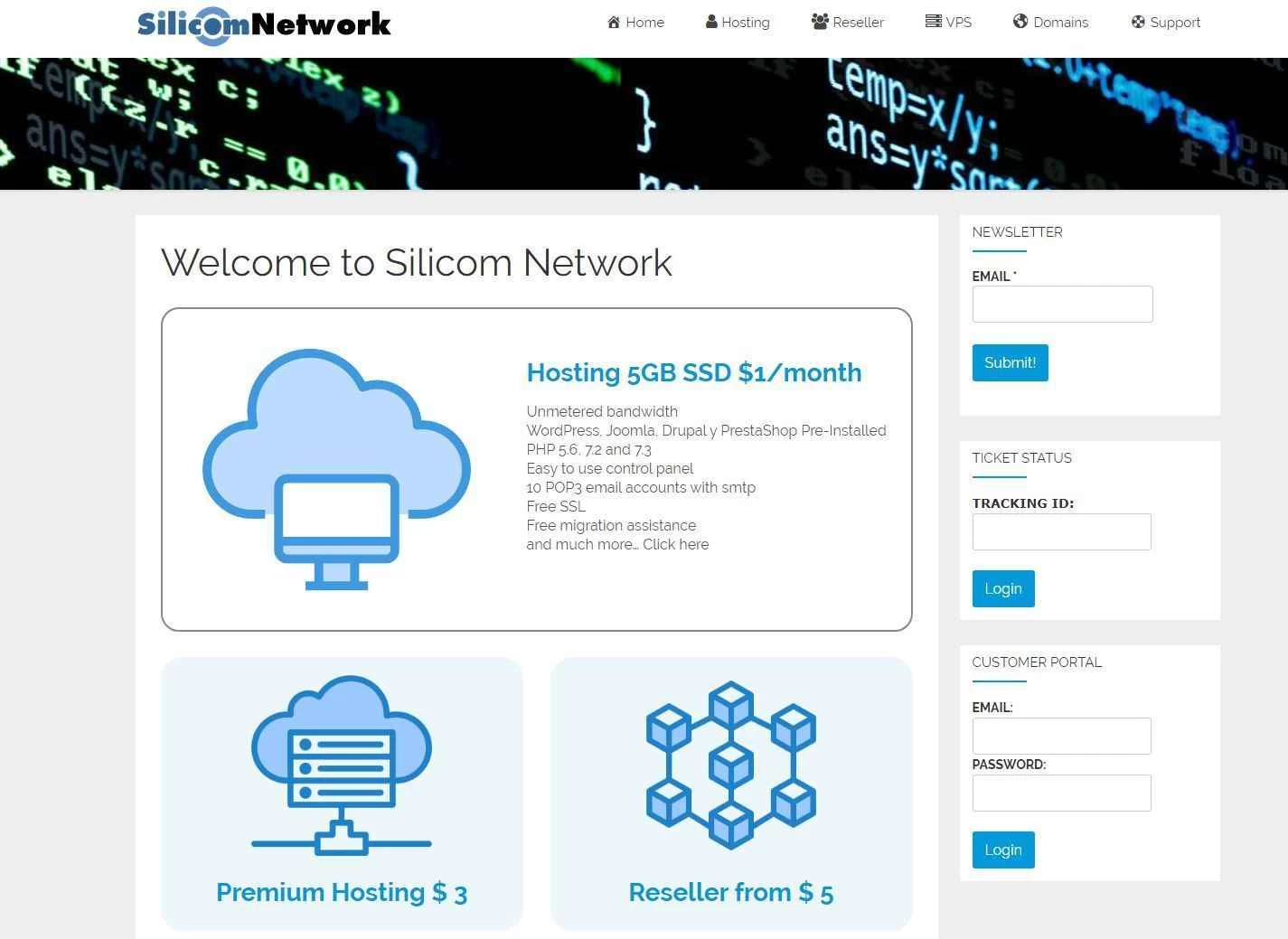 Silicom Network - 共享虚拟主机，每年仅需 12 美元；经销商主机，每月 3.99 美元起。