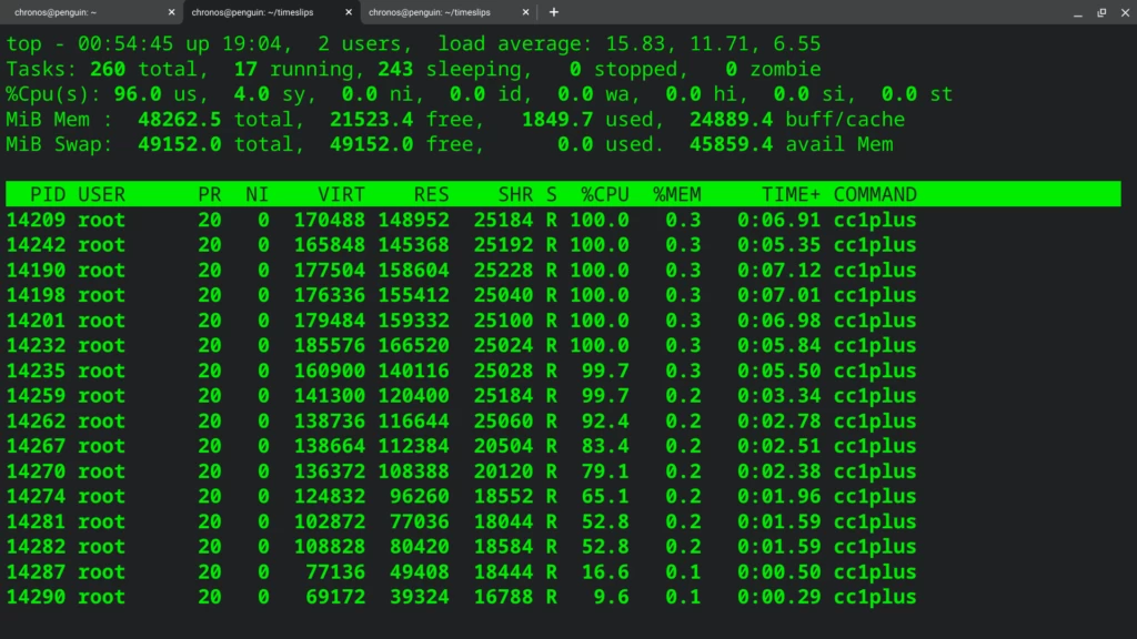 编译工具链时的屏幕截图